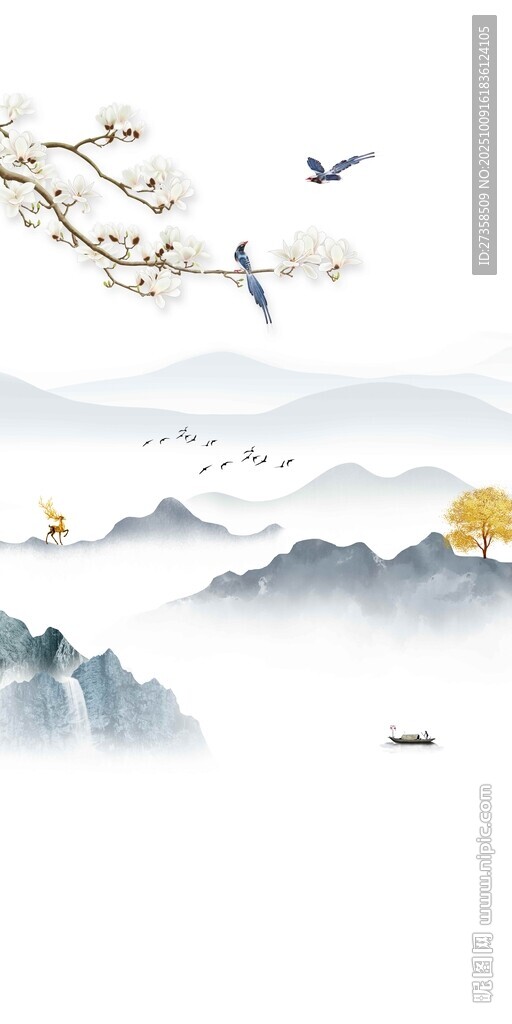 水墨山水复式楼玄关
