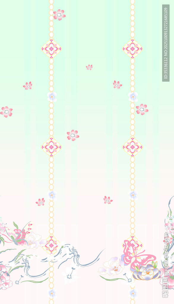 粉色花卉条纹浪漫背景图
