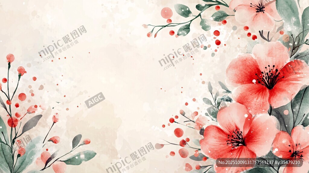 水彩花卉背景图
