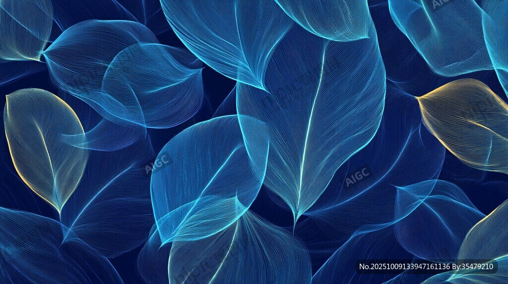 梦幻蓝色透明叶片背景图
