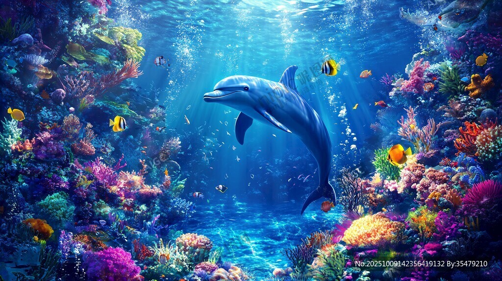 梦幻海底世界中的海豚