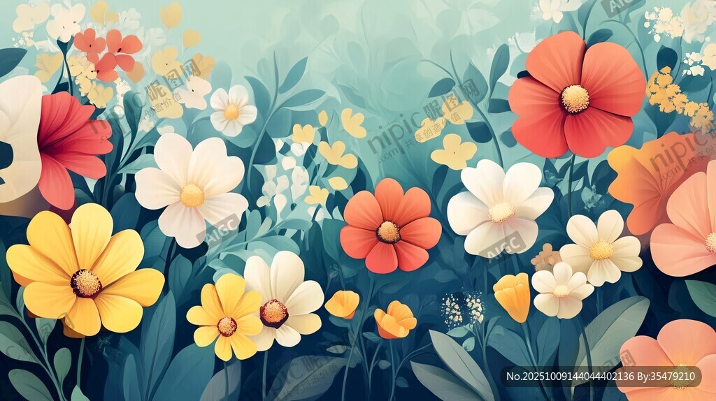 缤纷花卉绘就梦幻自然景