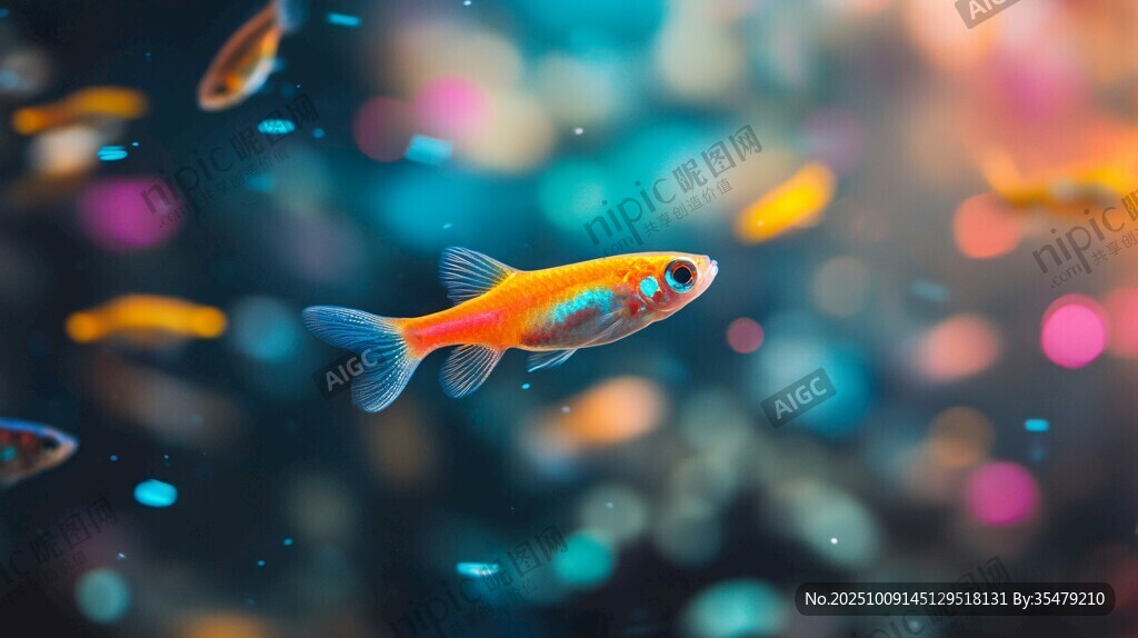 梦幻游弋的多彩小金鱼