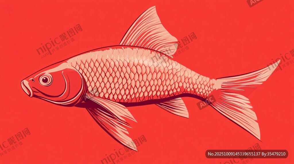 红色锦鲤插画