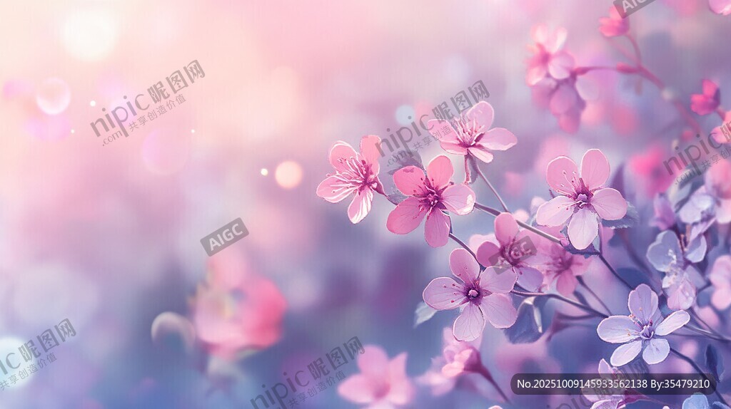 梦幻粉色烂漫花枝