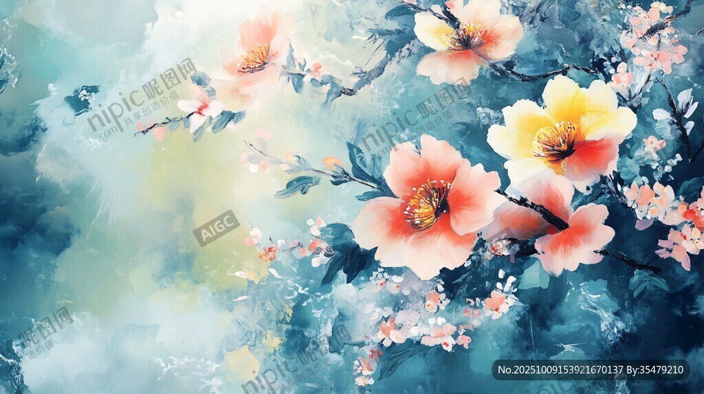 水墨花卉 娇艳绽放的诗意之美