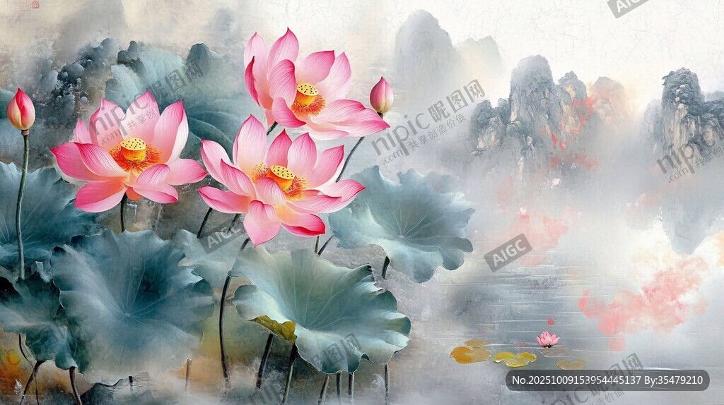水墨荷花景致