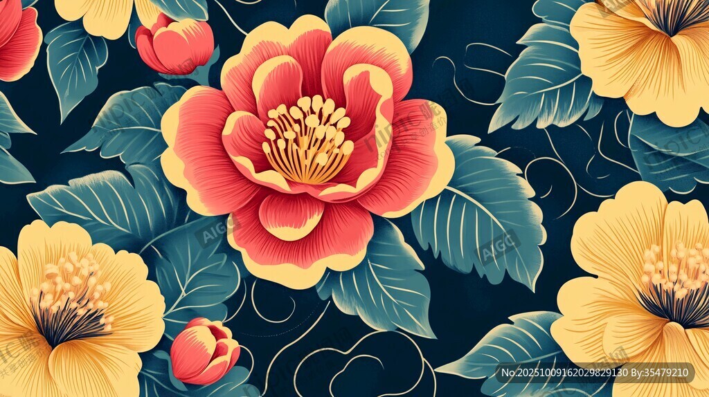 复古风花卉图案背景设计