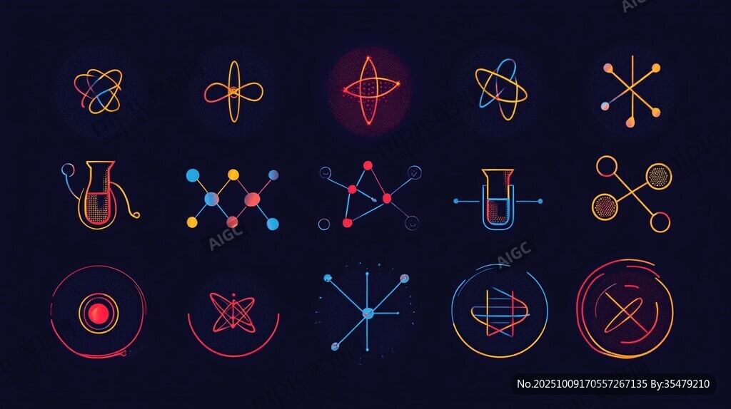 科技感科学元素图标集合