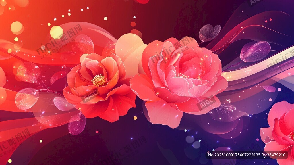 梦幻绚丽花朵背景图