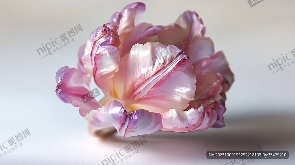 梦幻粉色褶皱郁金香花朵
