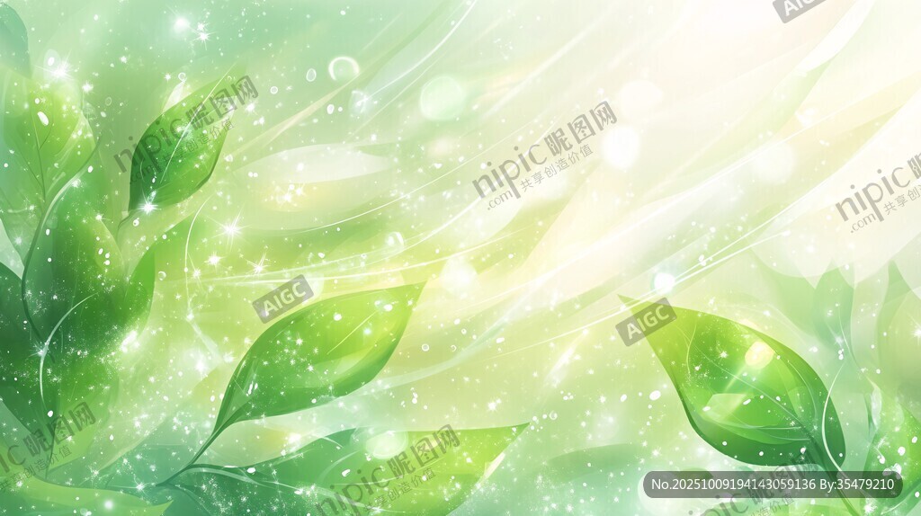 清新绿意梦幻树叶背景图