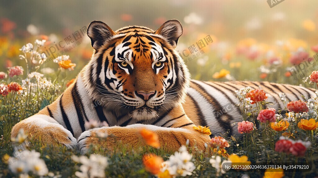 猛虎卧繁花