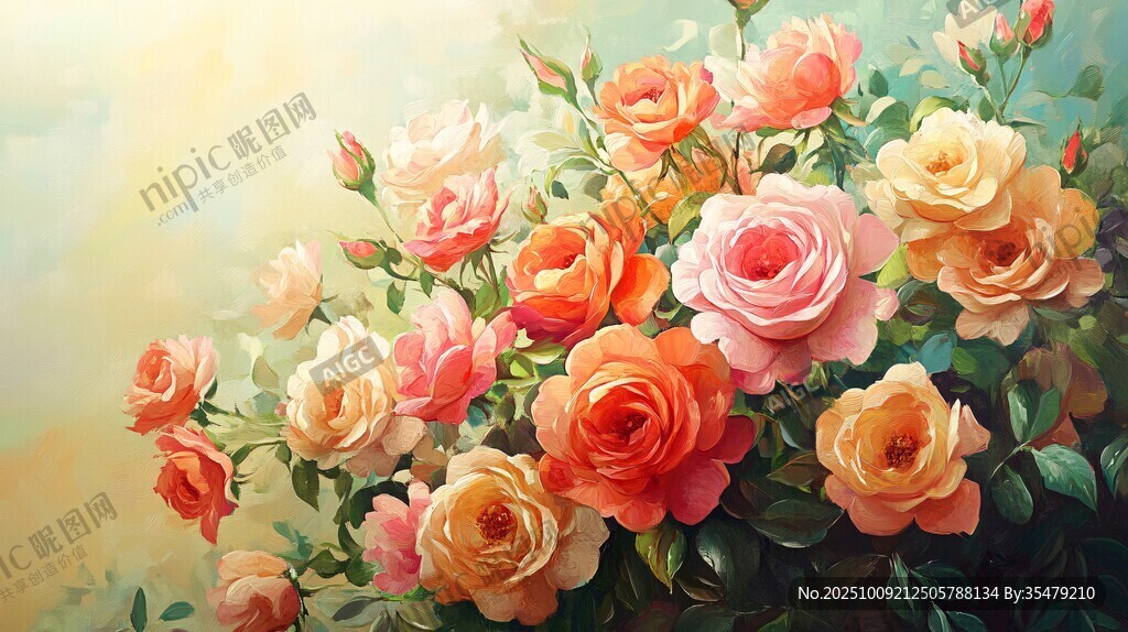 绚烂多彩的玫瑰花卉图