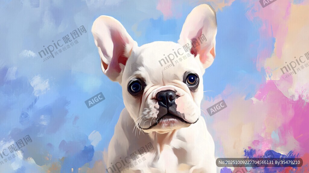 可爱法斗犬的梦幻背景