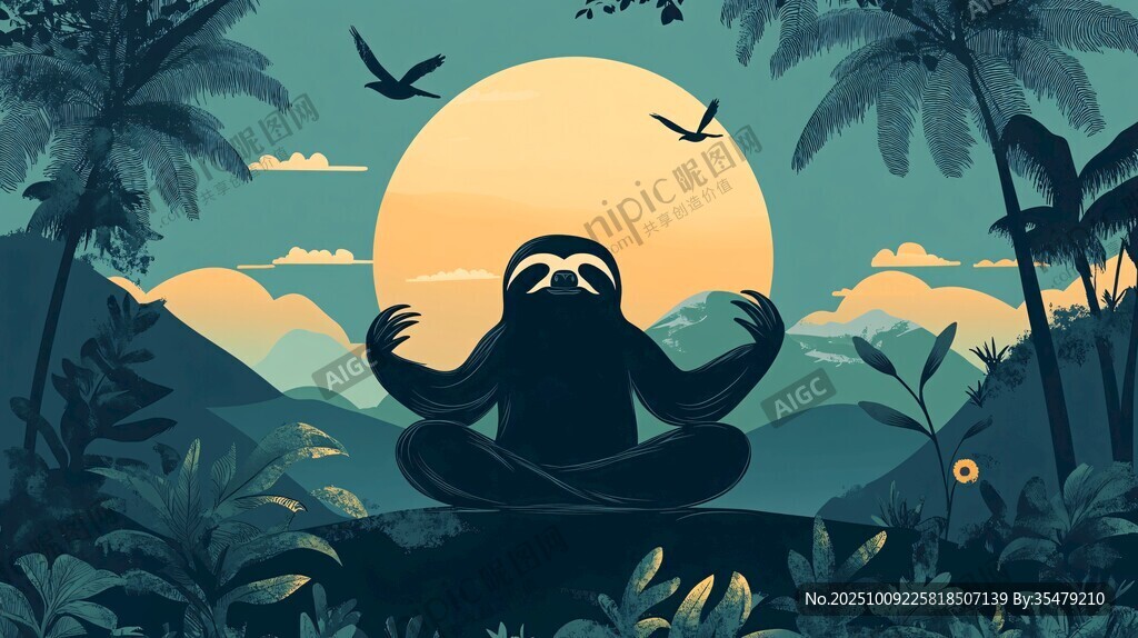 树懒在丛林中冥想的惬意时刻