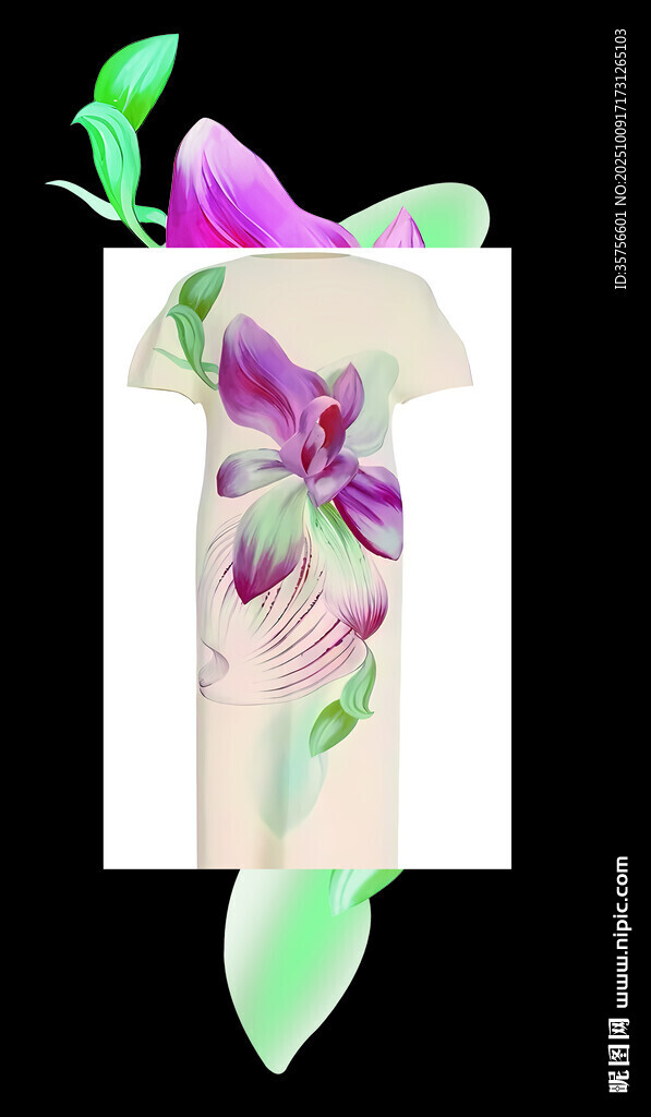 手绘多彩花卉纹身图案