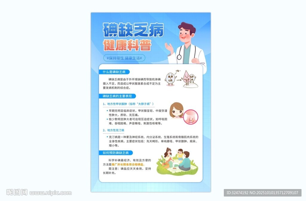 碘缺乏病健康知识科普宣传海报