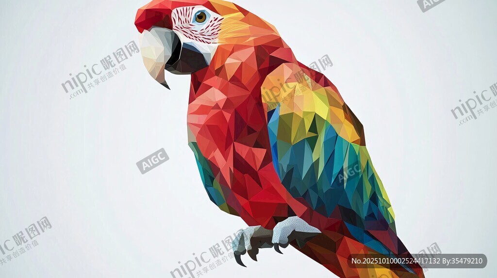 多彩几何鹦鹉 惊艳视觉艺术