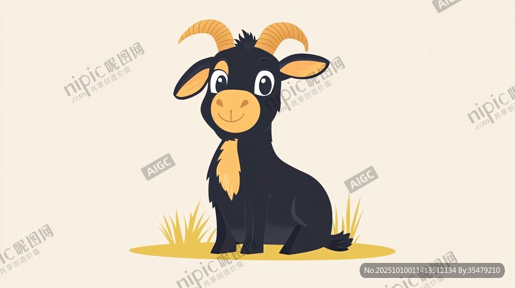 可爱黑山羊插画形象