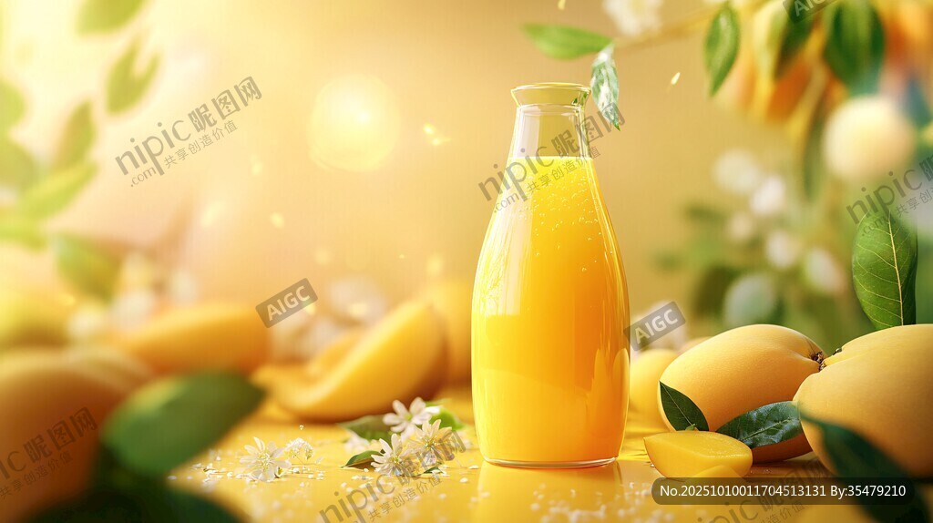 芒果汁饮品清新自然画面