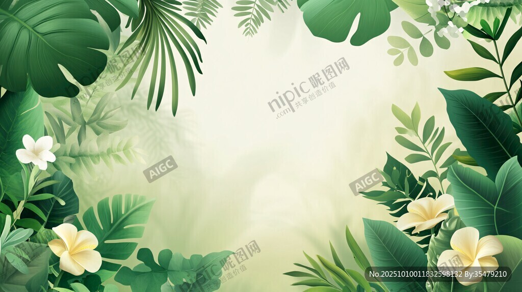 清新绿植花卉背景图