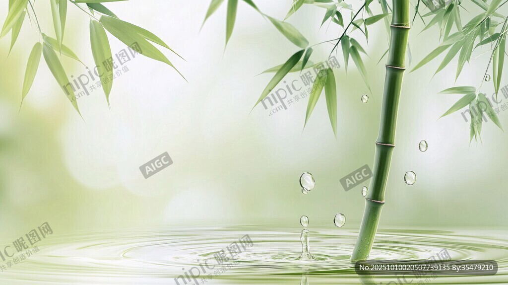 翠竹滴露 清新自然之景