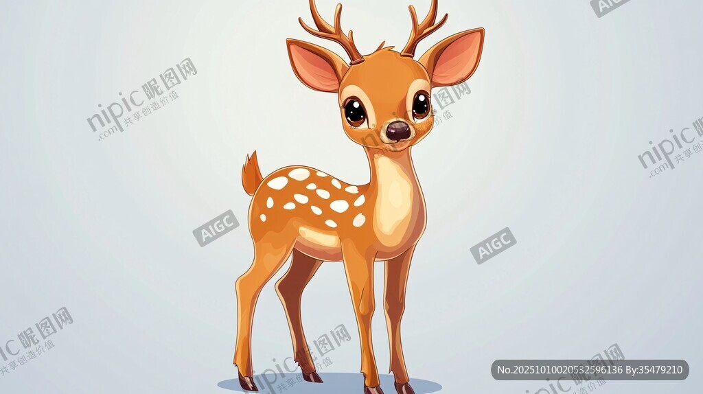 可爱小鹿卡通形象插画