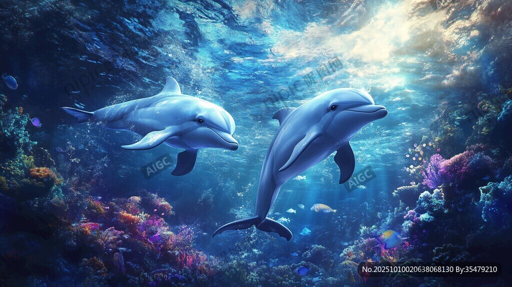 双海豚畅游梦幻海底世界