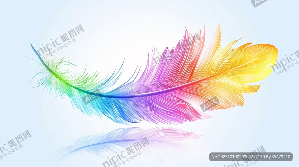 梦幻彩色羽毛的轻盈之美