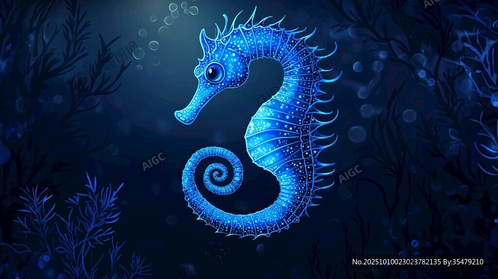 梦幻蓝色海马的海底世界