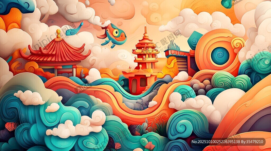 梦幻国风建筑奇幻景观