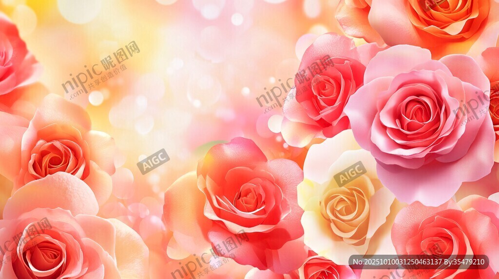 浪漫缤纷玫瑰梦幻背景图