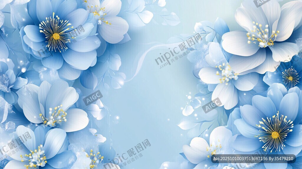 梦幻蓝花背景图