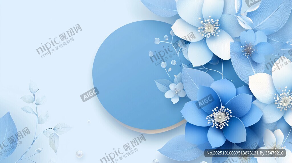 梦幻蓝调花卉背景图