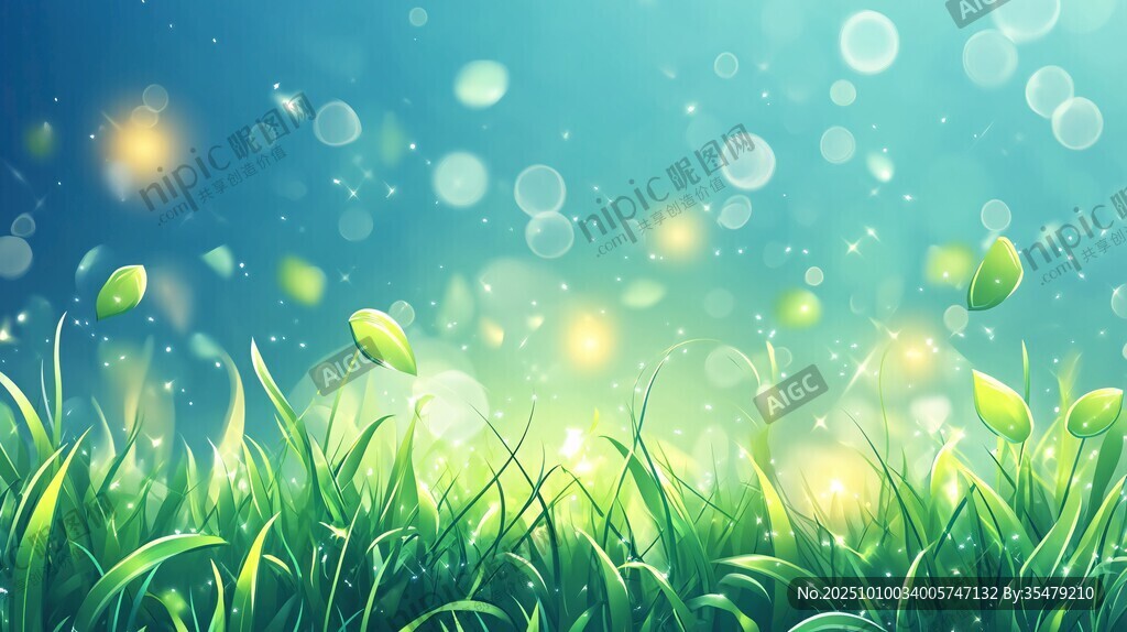 清新草地梦幻光斑背景图