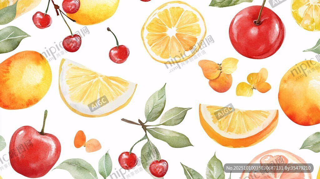 水彩风水果插画清新图案
