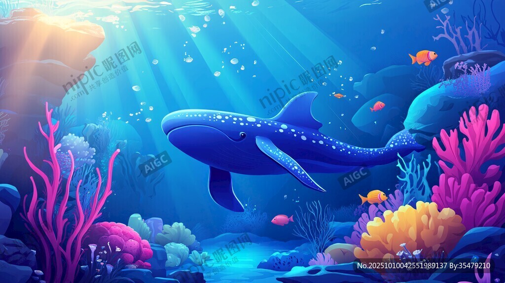梦幻海底世界中的鲸鱼