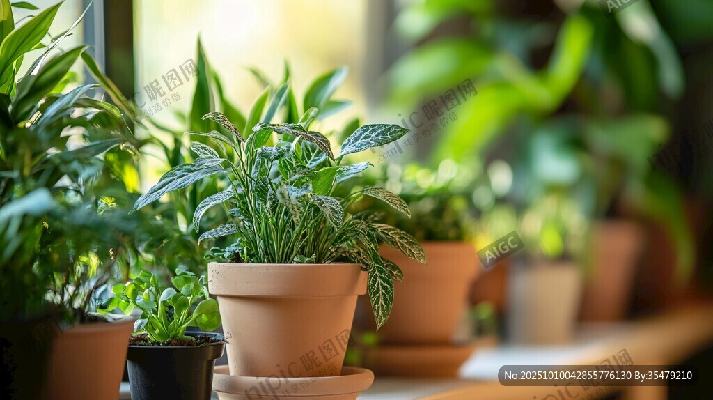 窗台上的绿植盆栽世界