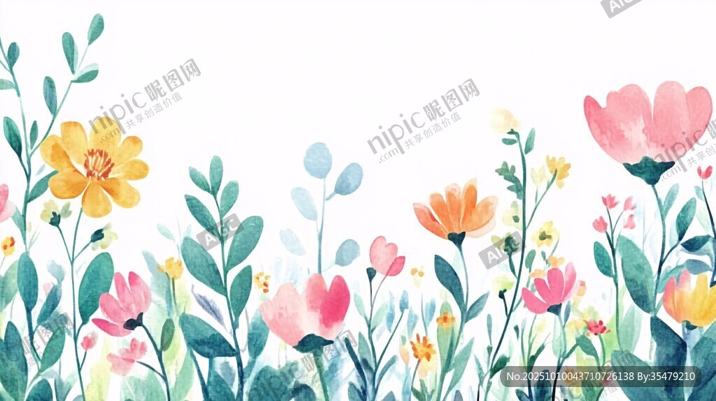 水彩花卉边框装饰图案