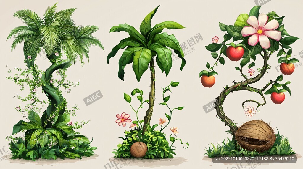奇异植物造型插画展示