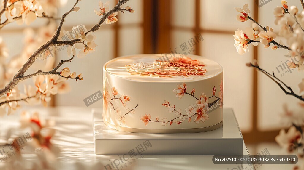 中式桃花主题精美蛋糕