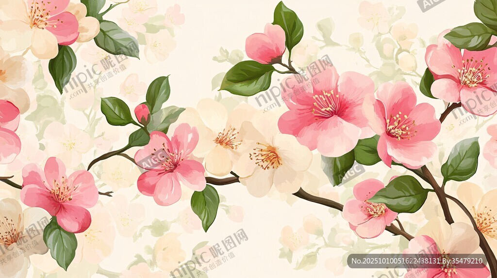 春日繁花烂漫背景图