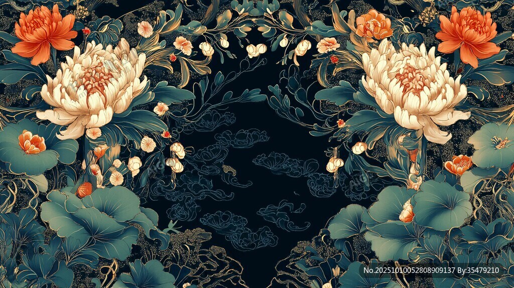中式繁花锦簇古风背景图