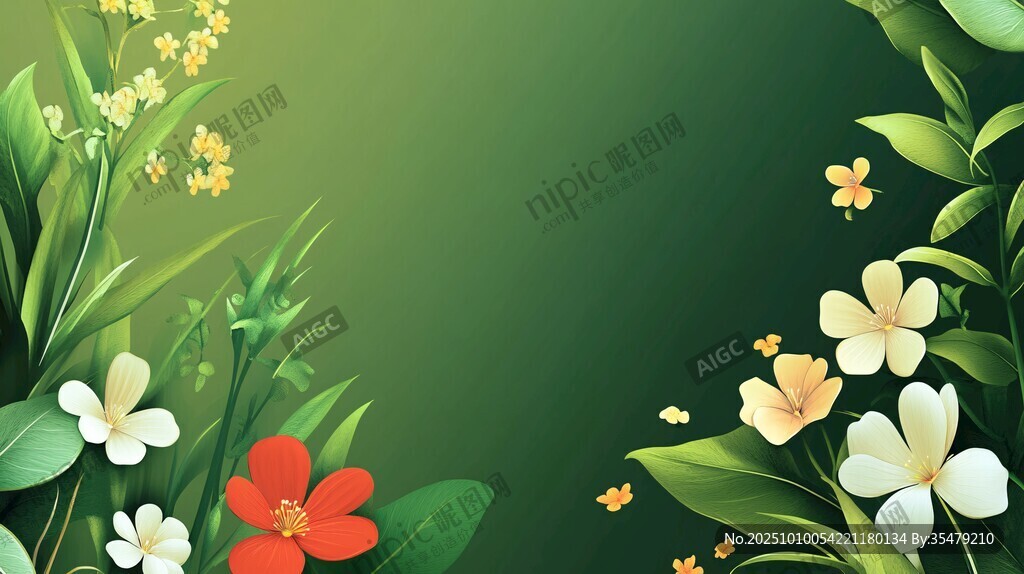 清新绿植花卉背景图