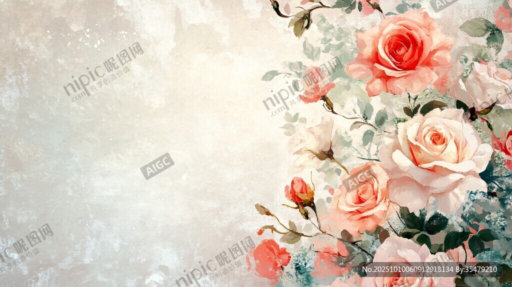 浪漫玫瑰花卉背景图