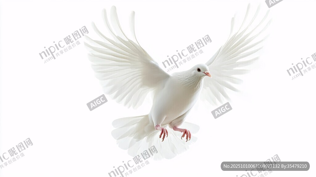 展翅翱翔的白鸽