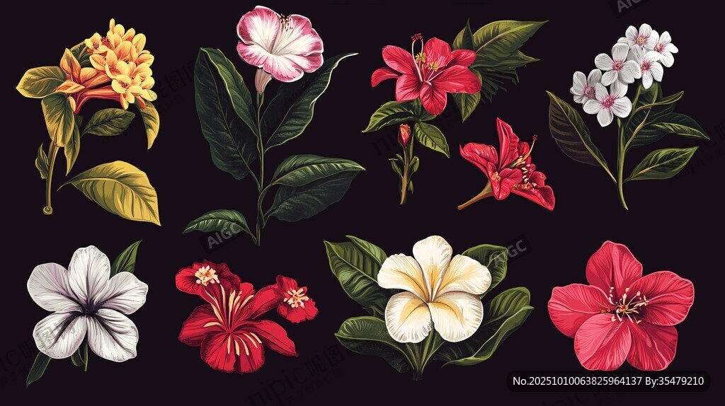 多彩花卉插画集合