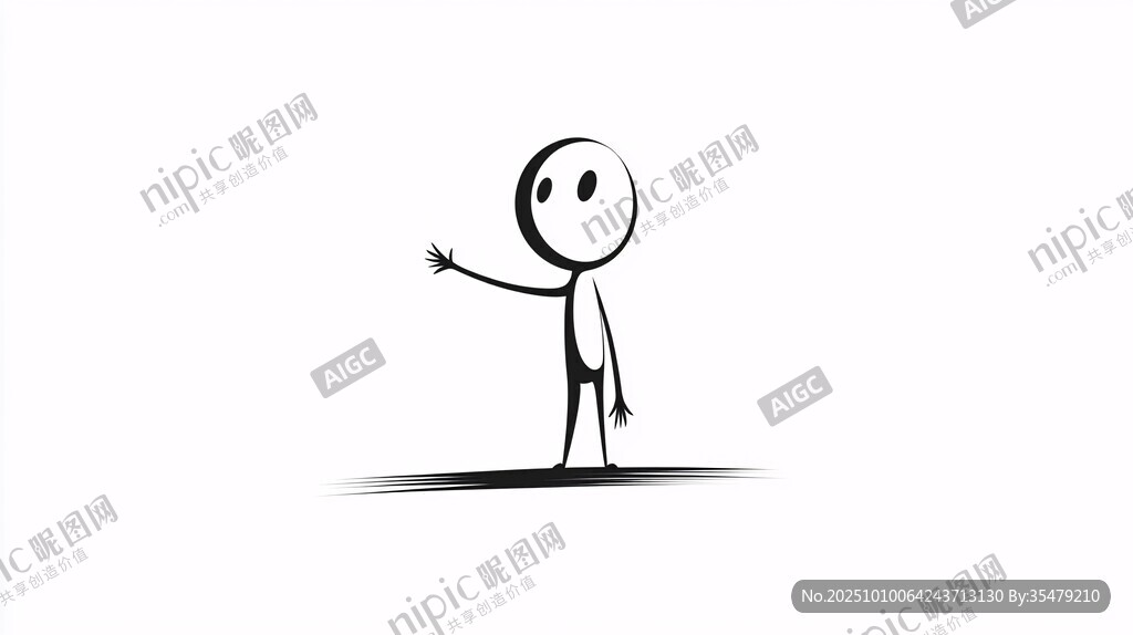 指向右侧的简约火柴人