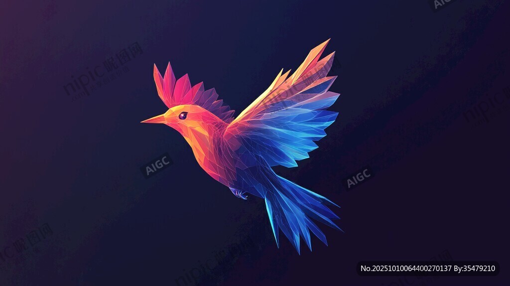 梦幻炫彩飞鸟展翅翱翔